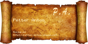 Petter Antos névjegykártya